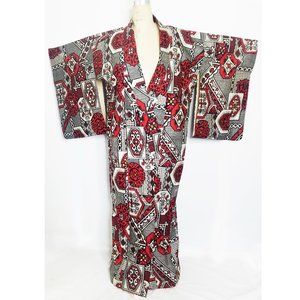 Antique Japanese Silk Kimono Unique Geometric Design Made Japan Vintage Unisex
